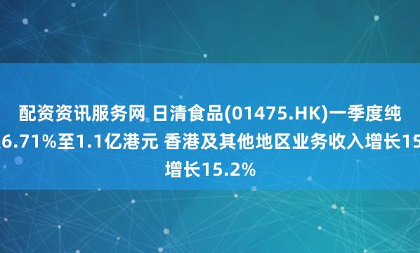 配资资讯服务网 日清食品(01475.HK)一季度纯利跌6.71%至1.1亿港元 香港及其他地区业务收入增长15.2%